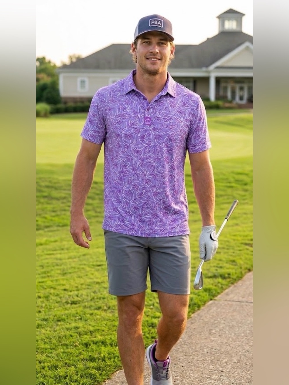 Pins & aces margaritaville 5 o’clock sunset Purple Floral Print Polo